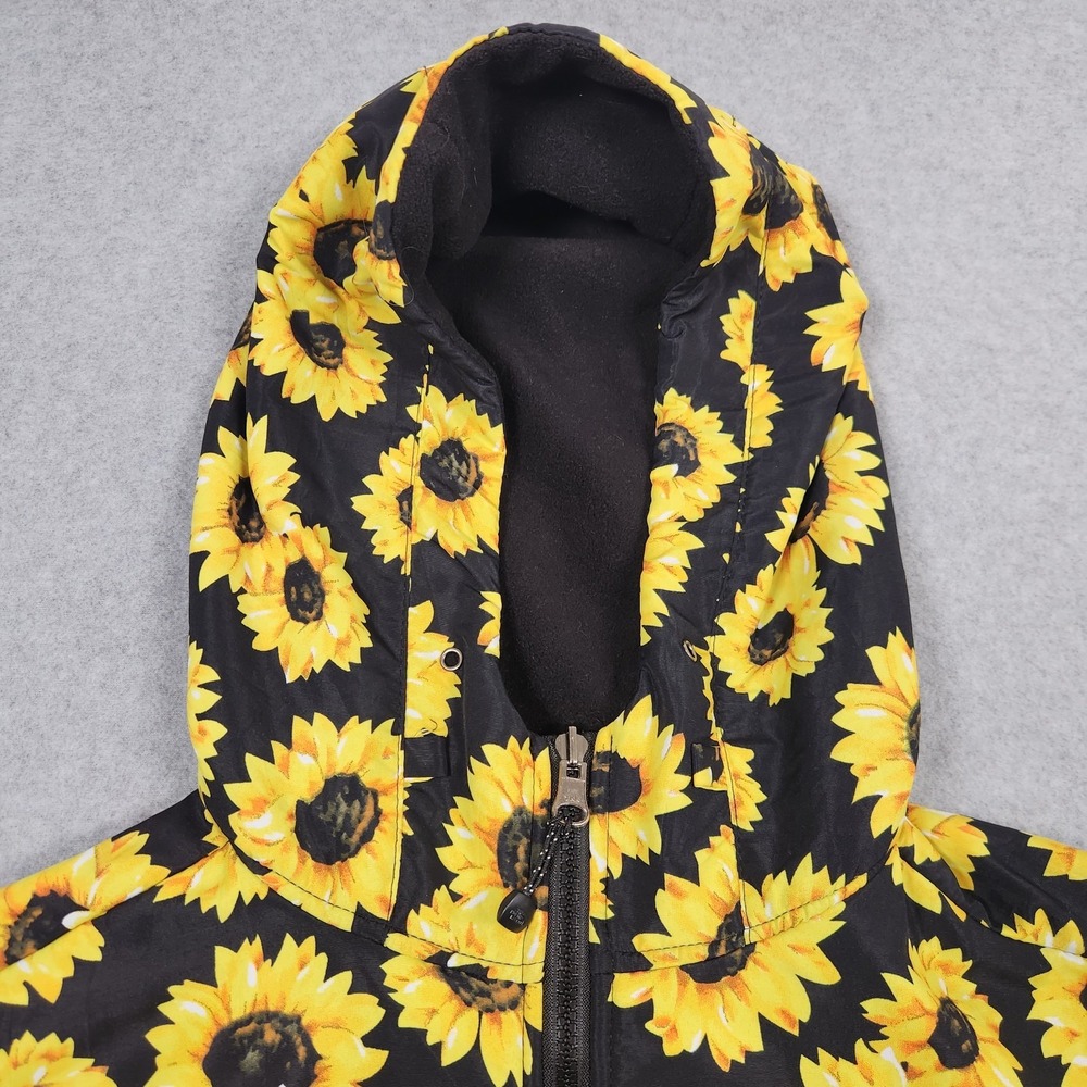 The North Face Jacket Womens Small Black Fleece Sunflower Print Denali Hooded - Picture 8 of 14